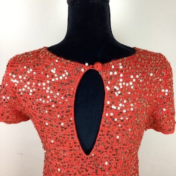 MANOUSH ANTHROPOLOGIE HANDMADE CROCHET SEQUIN MINI DRESS - Picture 9 of 10
